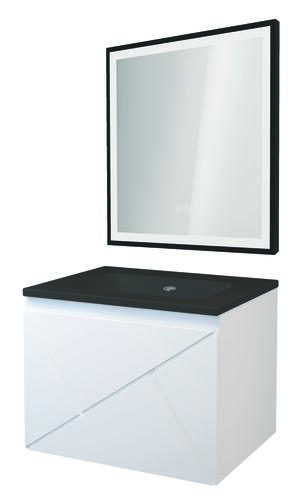 Meuble LONDRES a suspendre 60cm blanc avec miroir LED SEVILLE 
